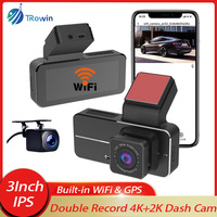 WIFI GPS 3.4 Inch Car DVR Dashcam HD 4K+2K Mini 2 Channel Front and Rear Dual Lens Black Box Car accessories