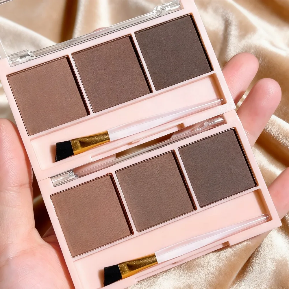 لوحة بودرة الحواجب ثلاثية الألوان | اصنع أشكال حواجب طبيعية ثلاثية الأبعاد مع ملابس مقاومة للماء تدوم طويلاً، مناسبة لجميع أنواع البشرة #4