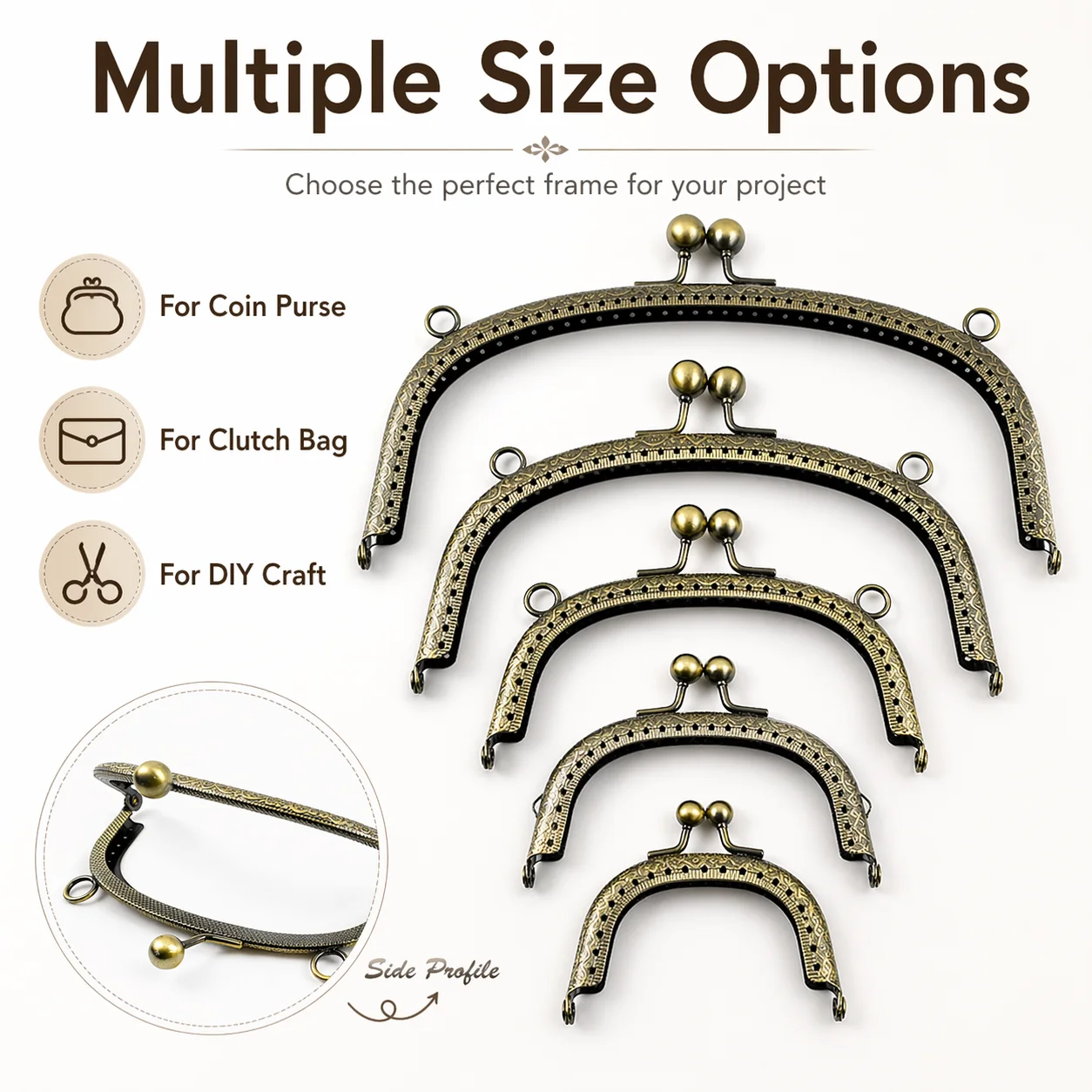 

2/5/10Pcs 8-20cm Metal Purse Frames Kiss Clasp for Coin Wallet Handbags Bag Handle Locks DIY Sewing Arch Bracket Craft Hardware