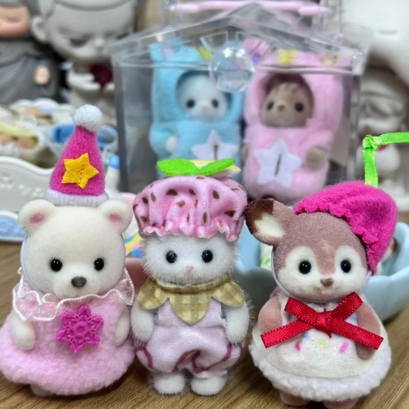 Genuino Sylvanian Families Ricompensa Borsa Cieca Figura di Bambola Ciambella Foresta Mondo Decorazione Kawaii Modello Ciondolo Giocattoli Ornamento Regalo