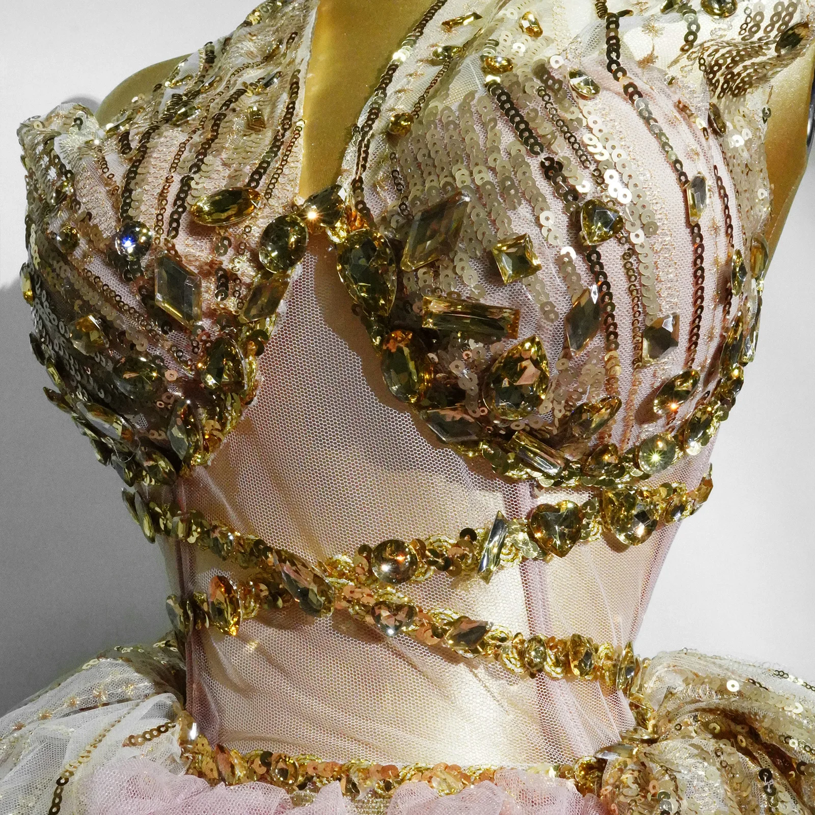 A Sexy BacklessDress Golden Crystal Transparent Dress For Women Party Club Wedding Birthday Celebrity Ball And Drag QueenOutfits