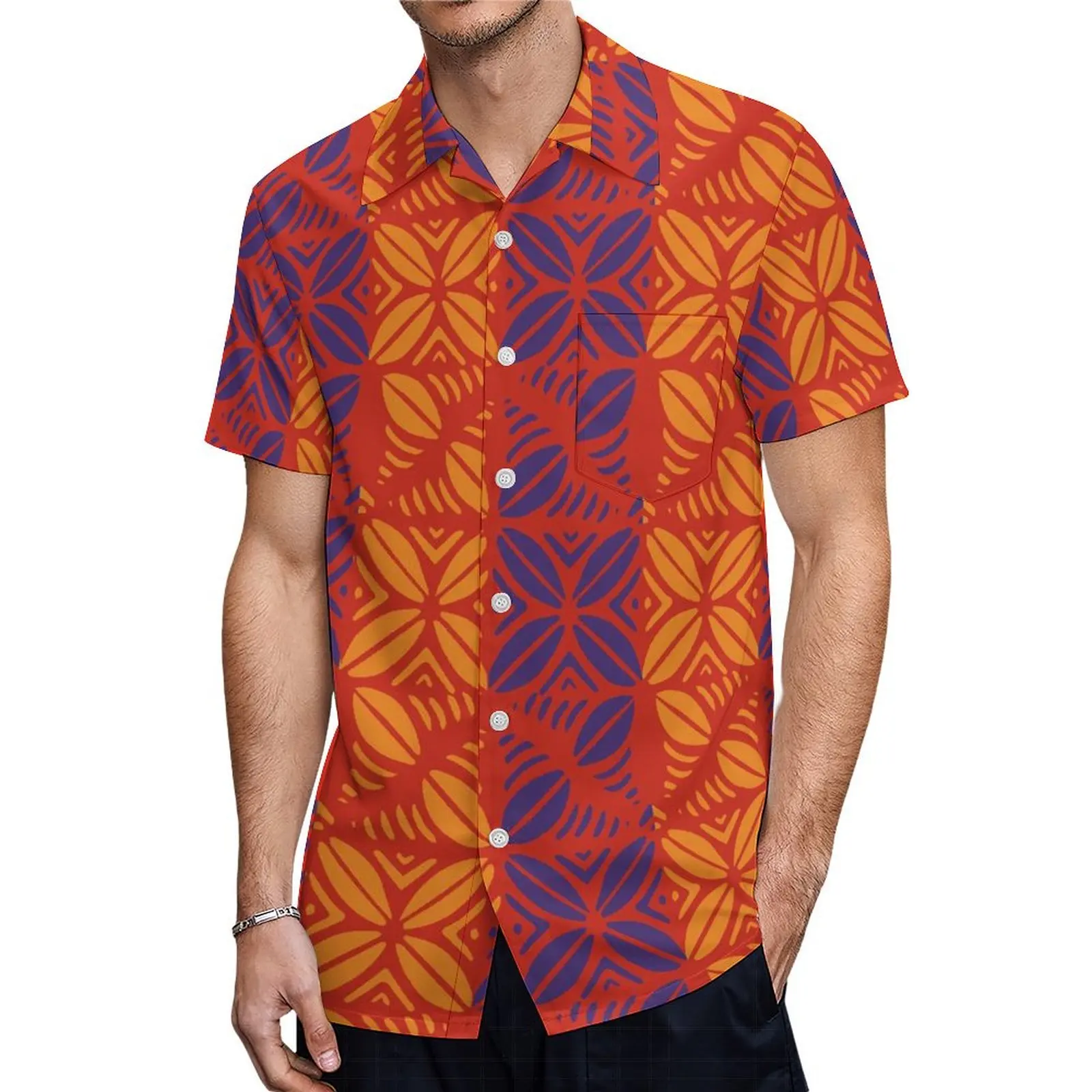 Vestido de vaina con cuello en V para mujer, estampado Vintage personalizado de islas polinesias, traje de pareja de fiesta Samoan, camisa a juego para hombre