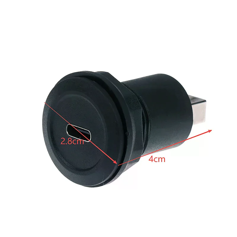 New USB C Female To USB A Female Connector Round Flush Panel Mount Converter Extender Bulkhead Passthrough Socket - view 5