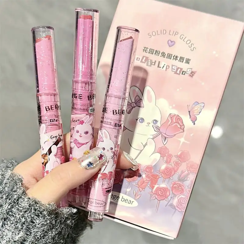 Gegebear Garden Pink Rabbit Solid Lip Gloss Dudu Lip Mirror Water Light Fading Lip Lines Moisturizing Moisturizing Lipstick