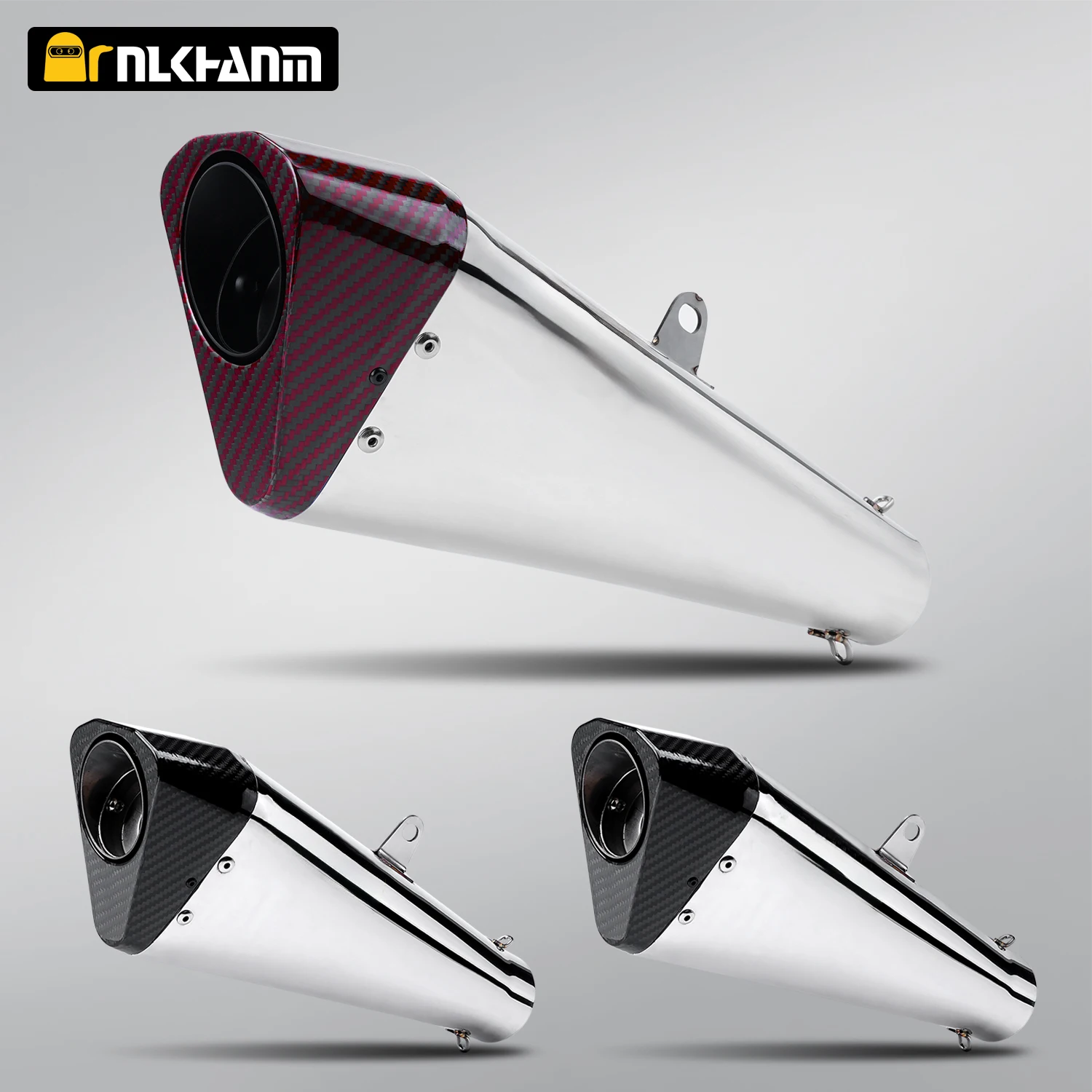 

Brock Universal 60mm Motorcycle Exhaust Escape Muffler Stainless Carbon muffler with DB Killer for Ninja400 ZX6R RSV4 MT07