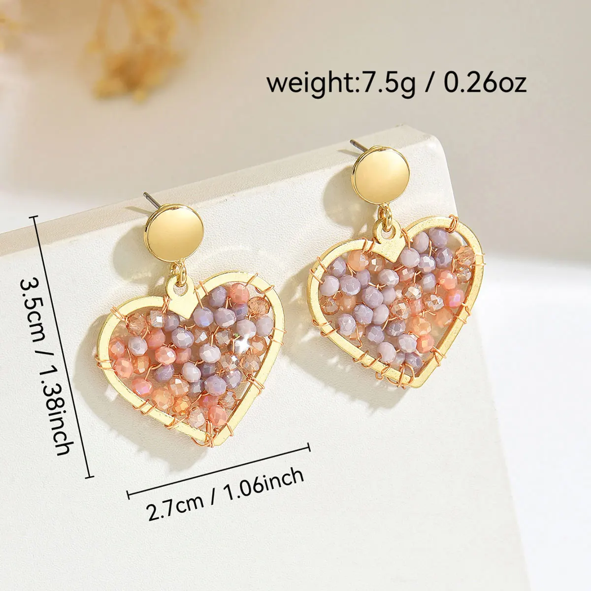 Handmade Bohemian-Style Beaded Heart-Shaped Drop Earrings Unique Gift for Mom Partner Friends - Fashion Jewelry Accessory