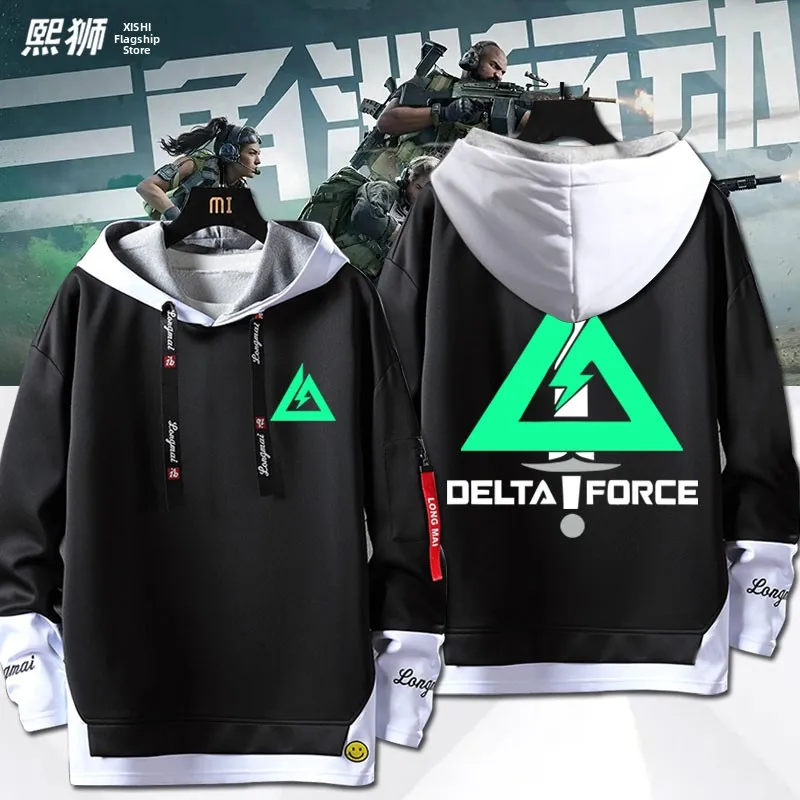 

Delta Operation Game Themed Tactical Logo Hoodie Unisex Autumn Winter Long Sleeve Casual Style Polyester Fabric Sweatshirt