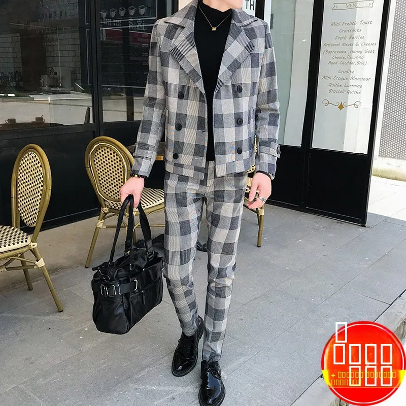 

Slim Fit Men's Suit Set Trendy Briti Sle Two Pieces One Order Faionable Autumn Spring New Arrival Stand Edition Poly...