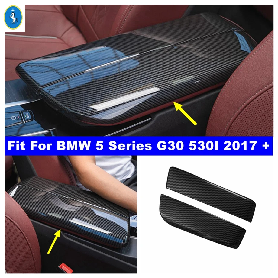 

Carbon Fiber Car Interior Stowing Tidying Armrest Box Panel Cover Trim Kit Fit For BMW 5 Series G30 530I 2017 - 2023 Accessorie