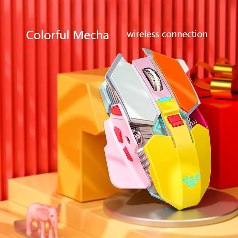 Mech Style 2.4G Wireless Mouse RGB Backlight 3200 DPI Type-C Rechargeable USB Optical Gaming Mice For Laptop PC Gamer Peripheral