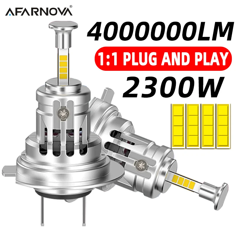 

H7 LED Headlights Bulb Mini 2300W 4 Side CSP Chip LED Car Headlamp 1:1 Plug and Play Auto Diode 360 Turbo LED Wireless with Fan
