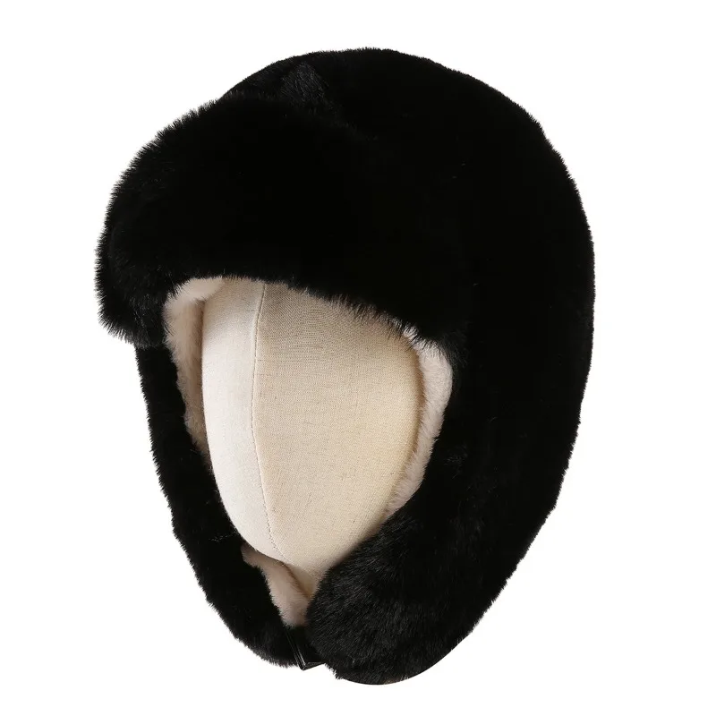 Womens Winter Outdoor Cycling Windproof Hat Fleece Lined Thick Faux Fur Trapper Hat Warm Cozy Warmth Comfort Earflap Knitted