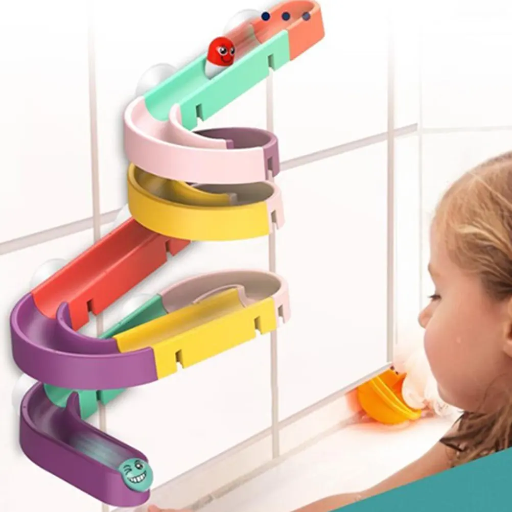 

1Set Rolling Ball Track Colorful Building Block DIY Develop Fine Motor Skills Kids Bath Gift Ball Drop Toy Block Track Toy