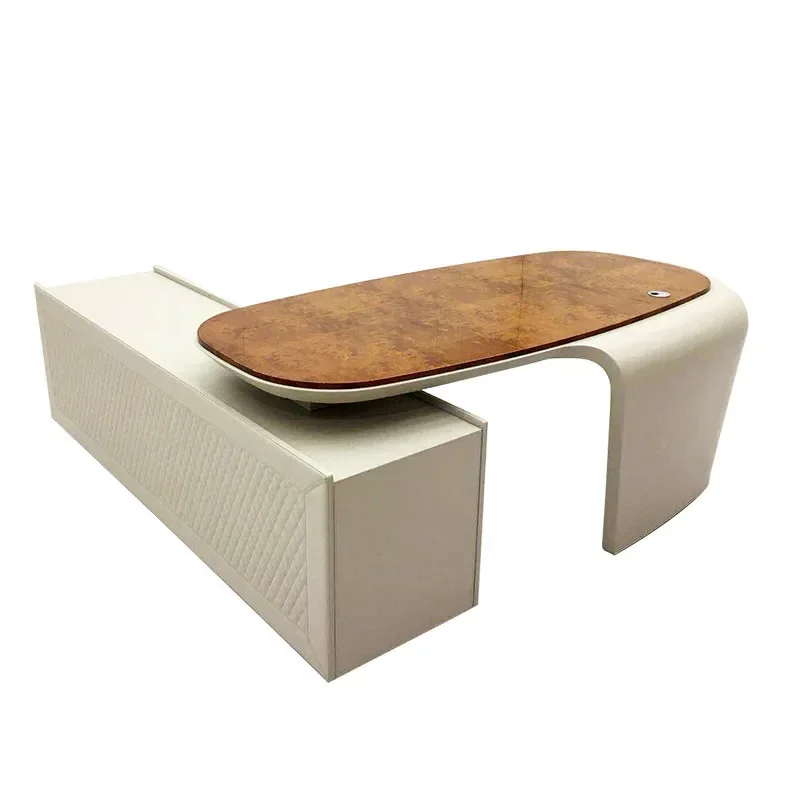 

Modern light luxury corner desk Italian luxury fashion boss bookcase combination