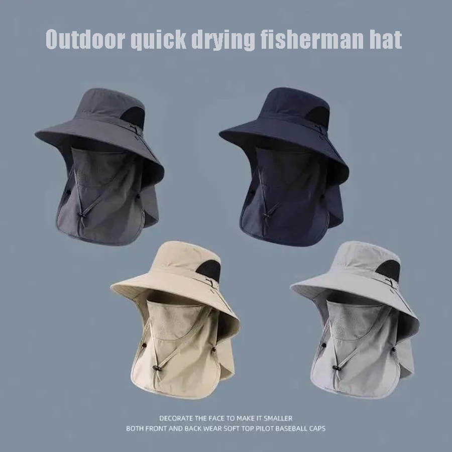 Fisherman's Hat, Summer UV Protection, Sun Shading, Fishing Hat, Face and Neck Protection, Integrated Sun Protection, Big Brim