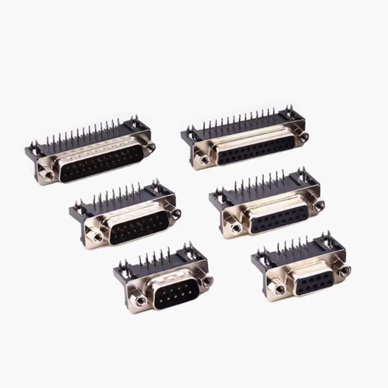5pcs D-SUB 9 15 25 37 Pin Male Female PCB Connector With Set Screw Plug Socket Adapter Right Angle 2 Rows DB9 DB15 DB25 DB37
