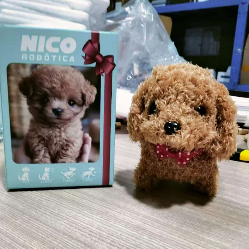 Novo bonito robô de pelúcia filhote de cachorro interativo andando simulado filhote de cachorro latido cauda balançando filhote de cachorro brinquedo de pelúcia chilren (sem bateria)
