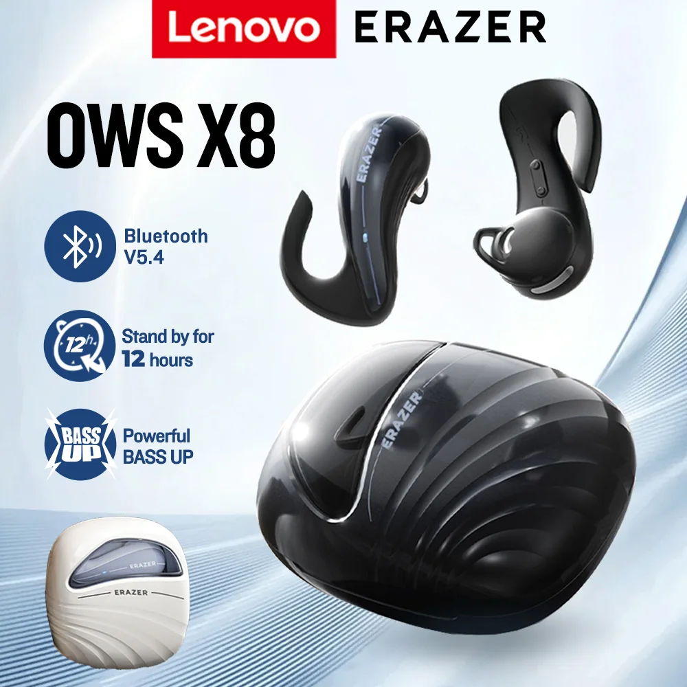 Original Lenovo Erazer X8 Bluetooth 5.4 Earphones TWS Sports Wireless Headphones Waterproof Wireless Lenovo Earbud Ear Hooks