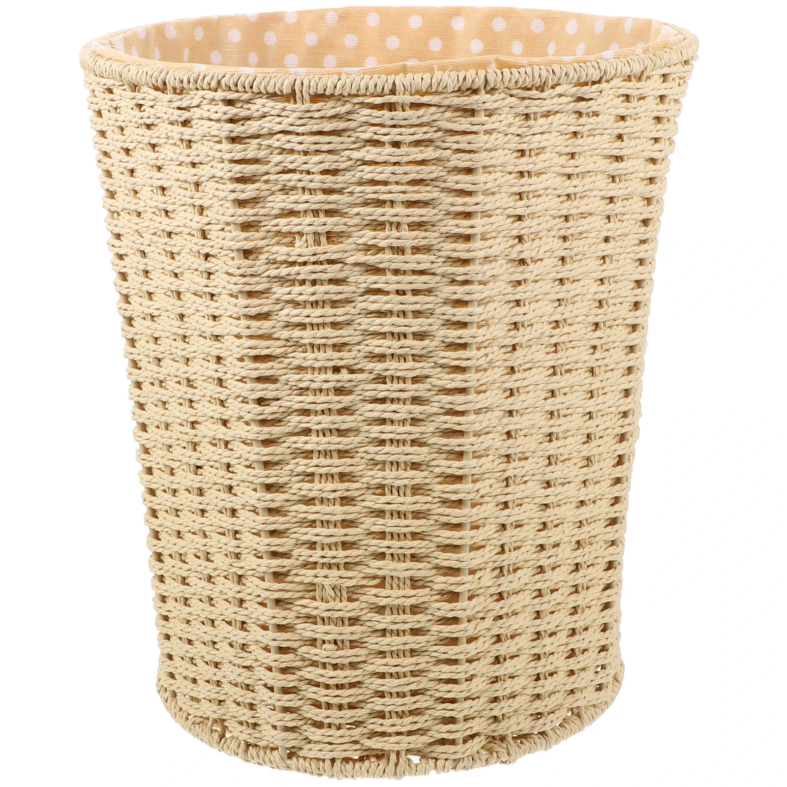 

Basket Rattan Trash Can Bedroom Trashcan Blanket Bin Small Wastebasket Beige for Baby