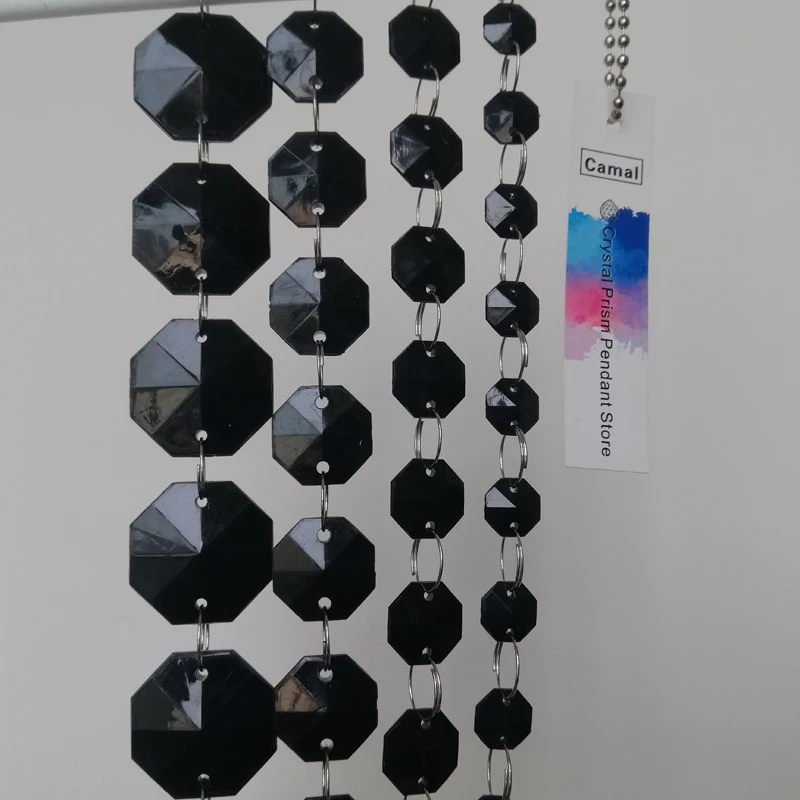 Camal 1M 3,3FT 10/14/18/25mm Schwarz Achteckige Acryl Kristall Perlen Girlande Hängende Kette Hochzeit Vorhang Weihnachten Ornament Dekor – Detail 7