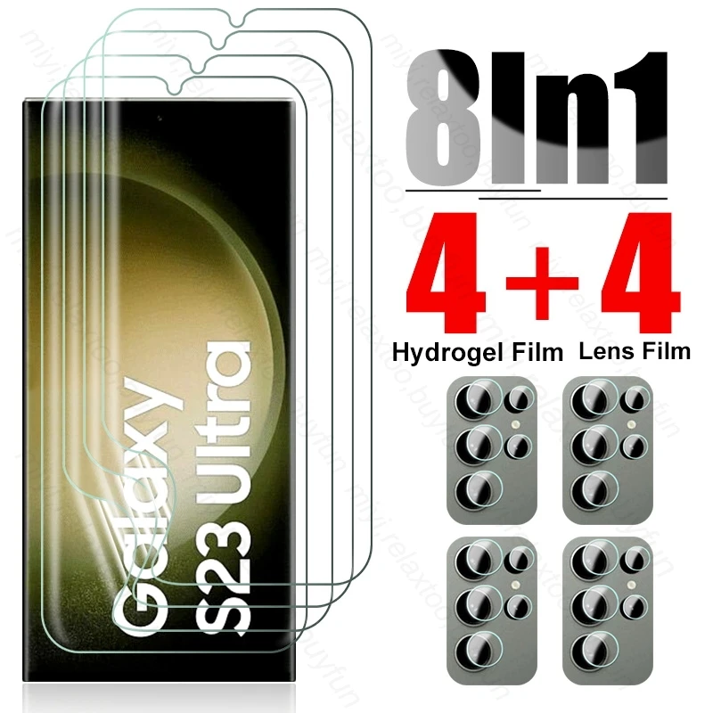 8In1 Soft Hydrogel Film for Samsung Galaxy S23 S 23 Ultra 23Ultra 2023 Camera Glass Sumsung S23Ultra S23+ Screen Protector Films