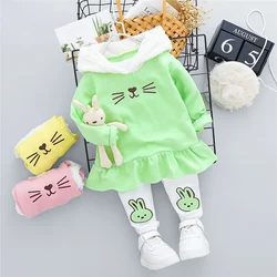 Spring Baby Girls Clothing Sets Children Hooded Tops Cartoon Rabbit Pants Newborn Infant Clothes Kids Outfits 2 Piece Suit