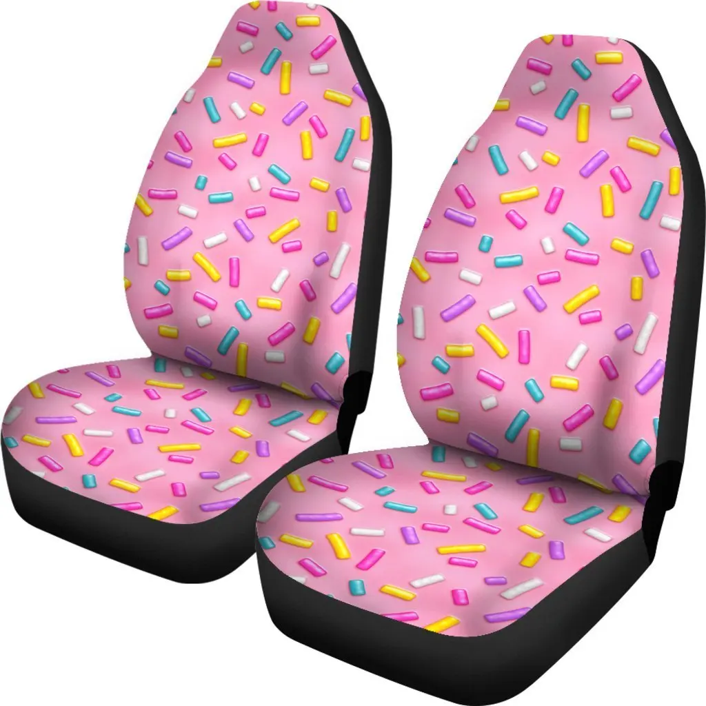 Pink Candy Pattern Print Seat Cover Car Seat Covers Set 2 Pc, Car Accessories Car Mats