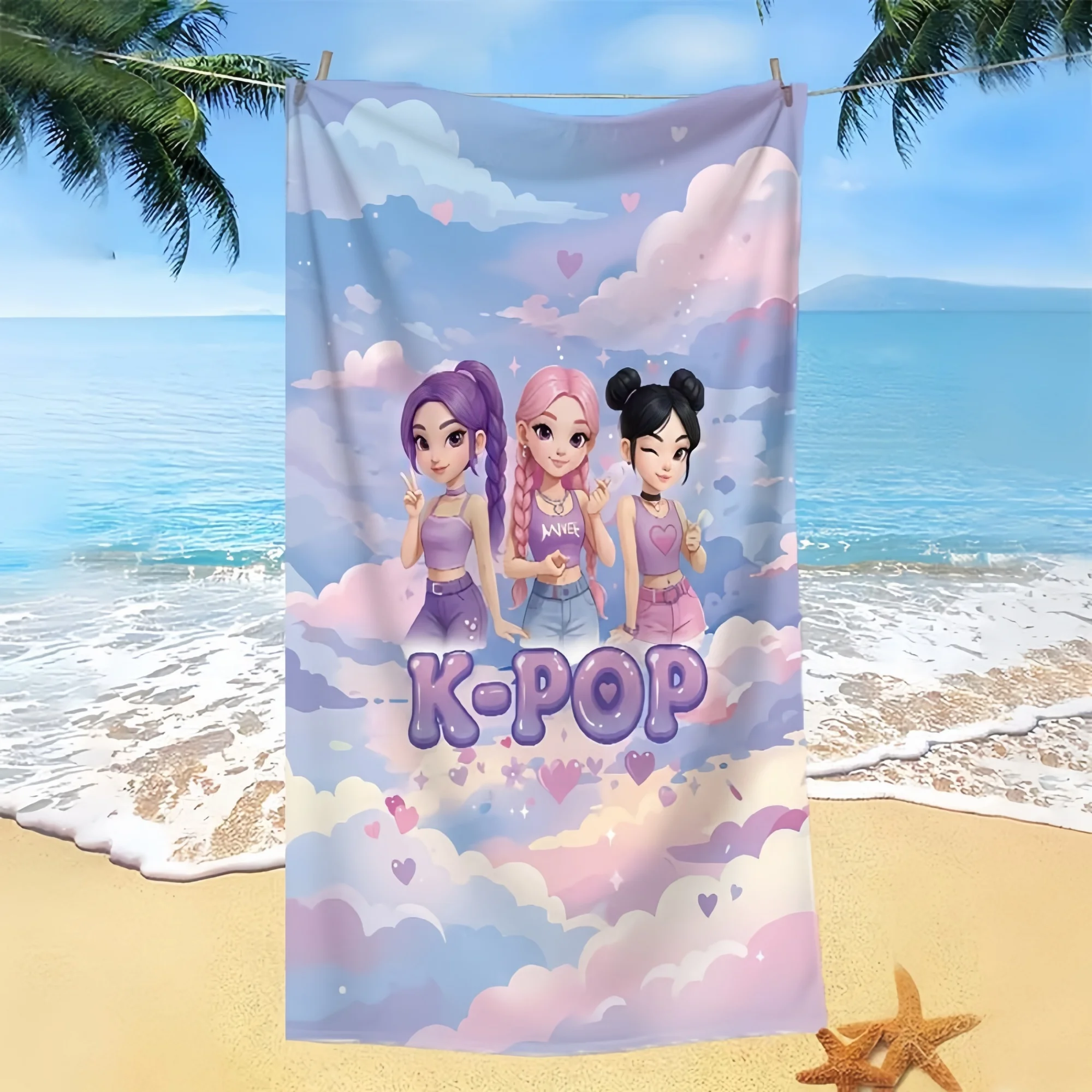 Kpop Girl Group Style Multi-Use Beach Towel Soft Skin Friendly for Beach Yoga Bath Travel Perfect Gift for Friends Family