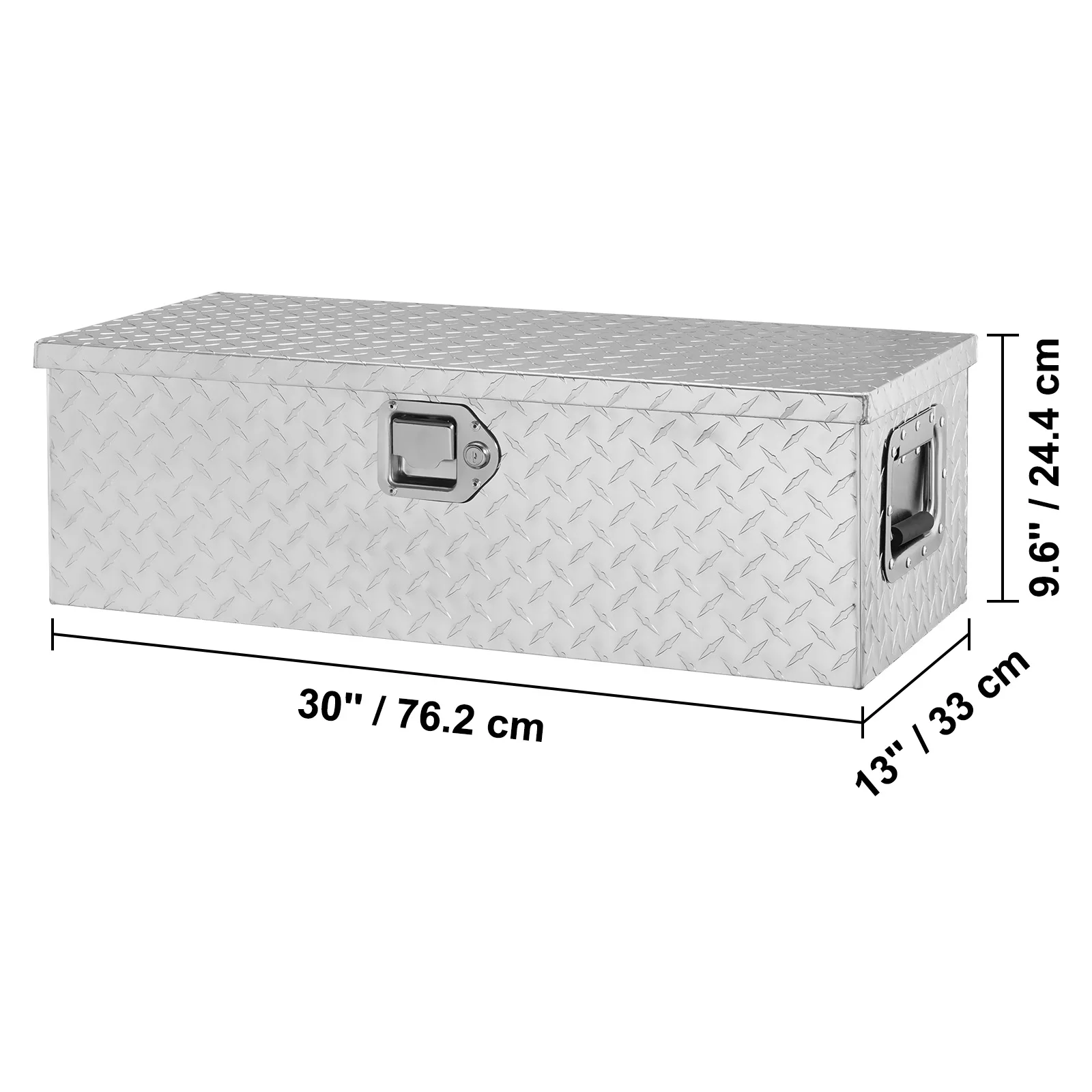SucceBuy Zware aluminium vrachtwagenbed Gereedschapskist Plaat Gereedschapskist met zijhandgreep Slot Sleutels Opbergdoos voor pick-up vrachtwagenbed