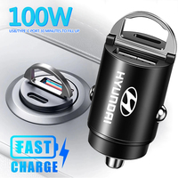 100W QC3.0 PD Mini Car Charger Fast Charging Car USB Type C Charger For Hyundai I30 I20 I10 Creta Ioniq IX35 Sonata IX20 Genesis