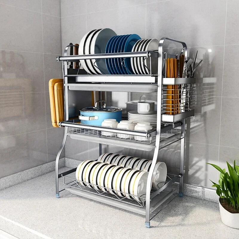 

Durable Stainless Steel Kitchen Rack - Efficient Dish Drainer, Chopsticks Storage Box Bowl Shelf Enhancing Kitchen Organization