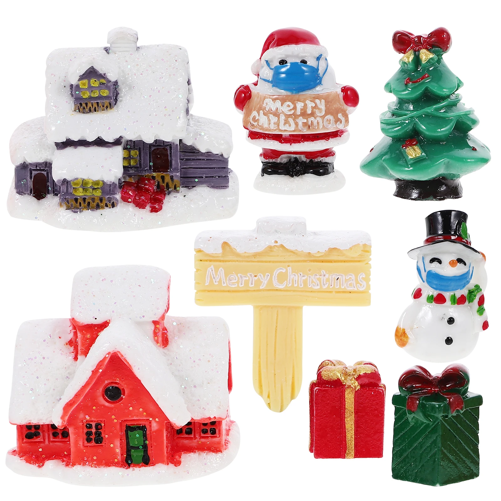

1Set Santa Claus Mask Micro Landscape Ornament Christmas Miniature Decoration Mini Xmas Scene Layout Accessories Home Party