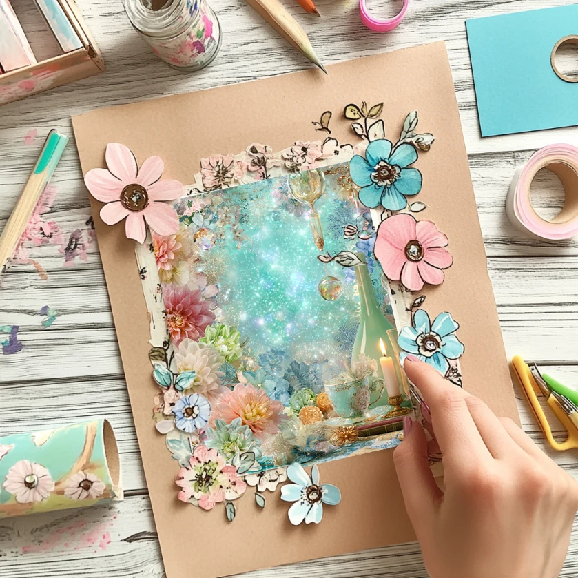 36枚入り 6インチ×6インチ スクラップブック用紙パック：スクラップブッキング、折り紙、ジャンクジャーナル、カード作成用のヴィンテージアートパターン。