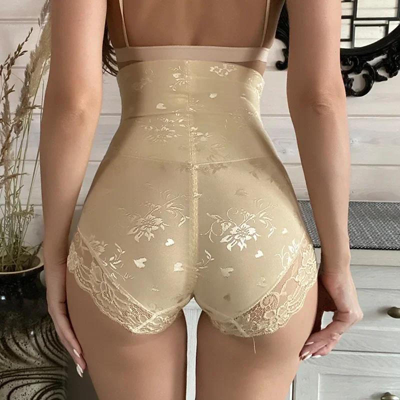 Women High Waist Sexy Lace Body Shaper With Zipper Tummy Control Panties Postpartum Female Shapewear Butt Lifter Waist Trainer