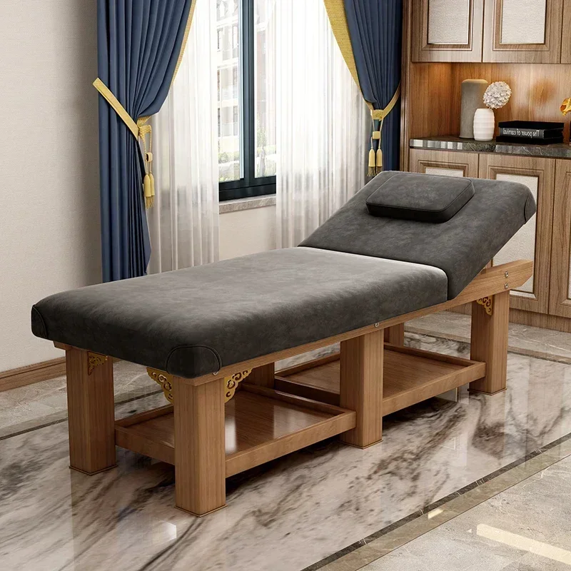 Mesa de Masaje de belleza tailandesa de madera para tatuaje de pestañas, cama de Masaje de diseñador, limpieza de orejas, ajuste del sueño, Camilla