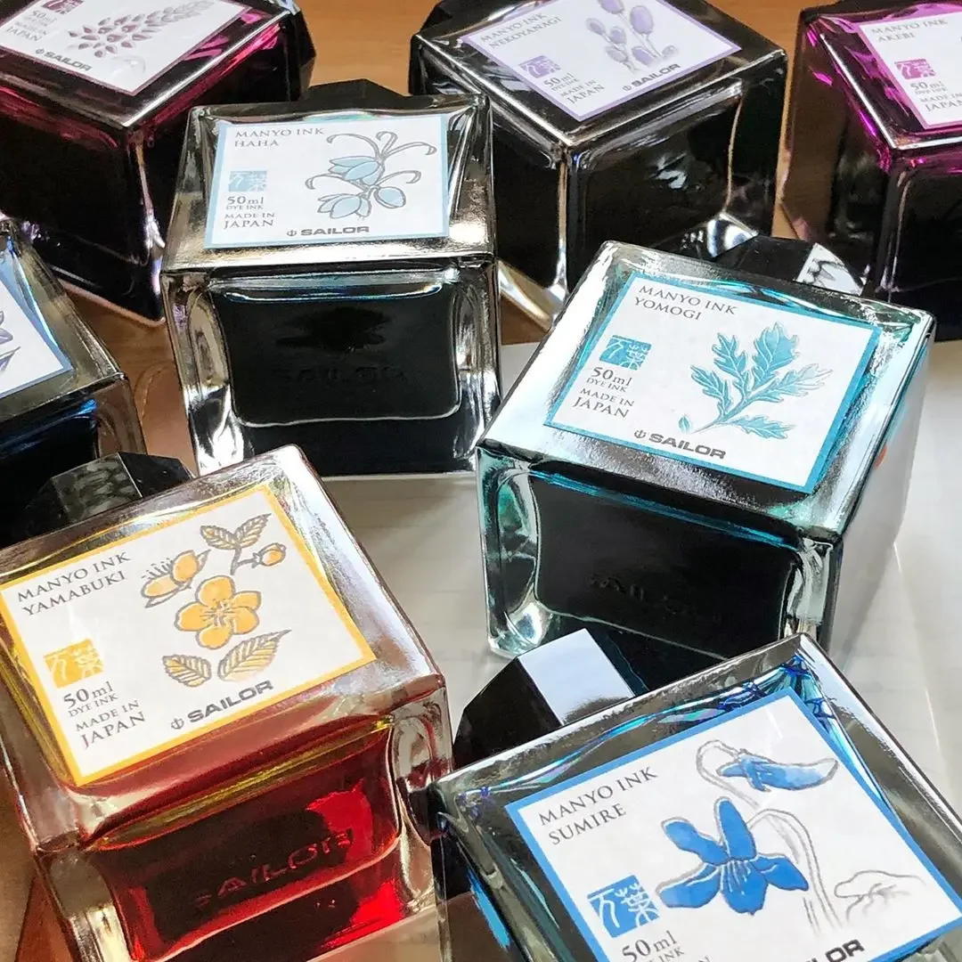 Original SAILOR MANYO Wanye Ink Square Bottle 50ML 8 Color Ink Writing Painting Watercolour Pigment Penmanship Diary