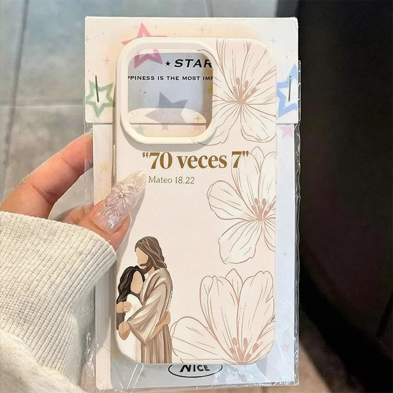 Pink Girl Floral TPU Anti-Fall Full Cover For iPhone 17 16 Pro Max 11 15 12 14 Plus 13 17 Air 16E 17E 18 Lychee Texture Cover