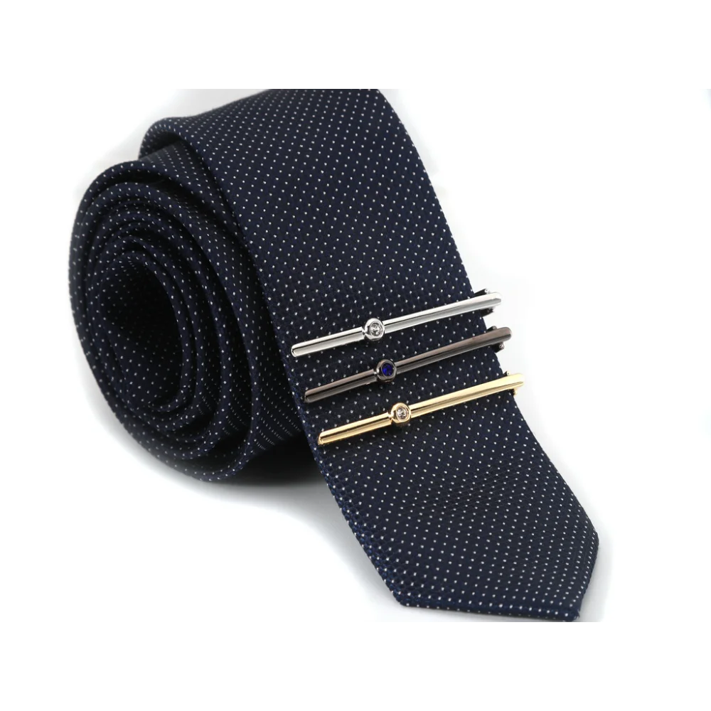 Men's Minimalist Diamond Studded Tie Clip Metal Smooth Collar Clip Available in Three Colors Formal Business Tie Fixing Clip
