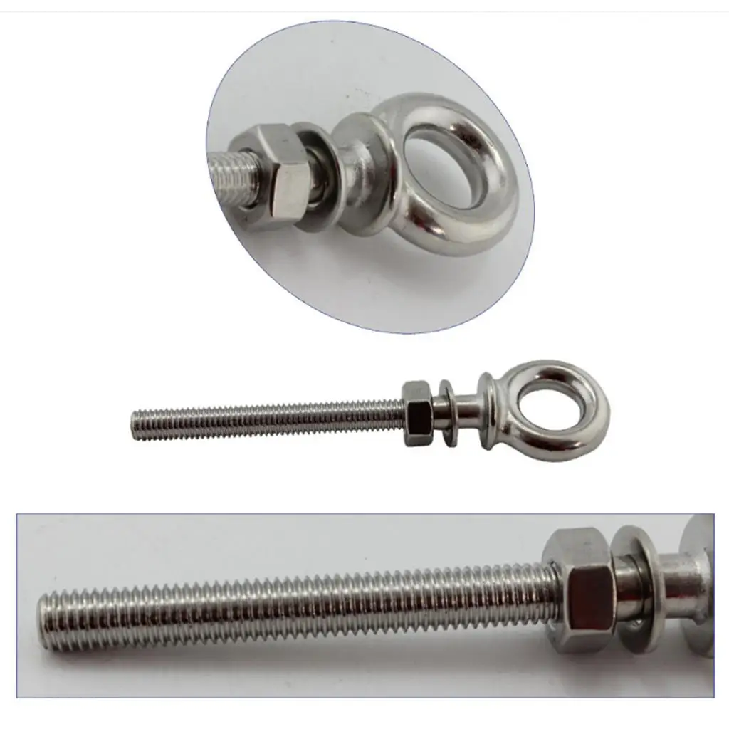 1Pc M6 x 60mm Stainless Steel Lifting Eye Bolts Eye Bolts with Nuts & Washers Set Round Ring Hook Bolt Screw Fasteners