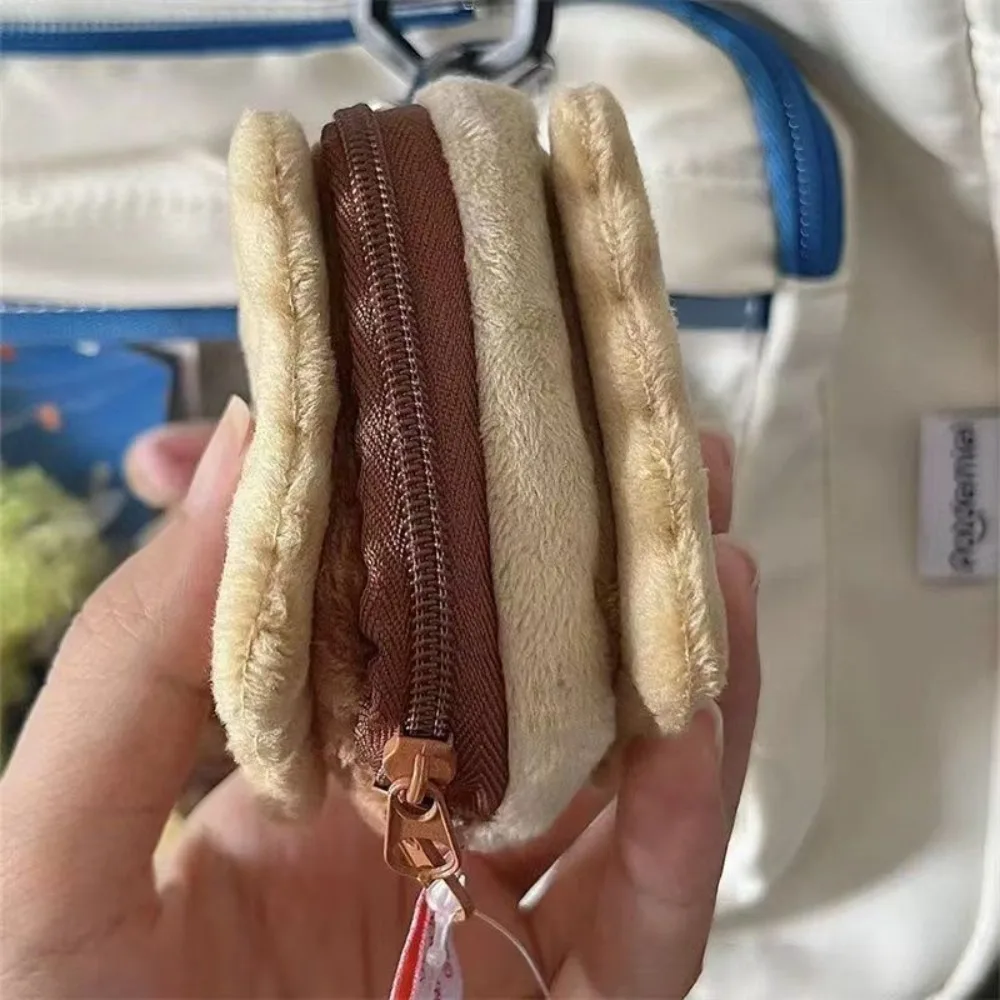 Bolsa de felpa con forma de galleta para auriculares, monedero con cremallera, Kawai