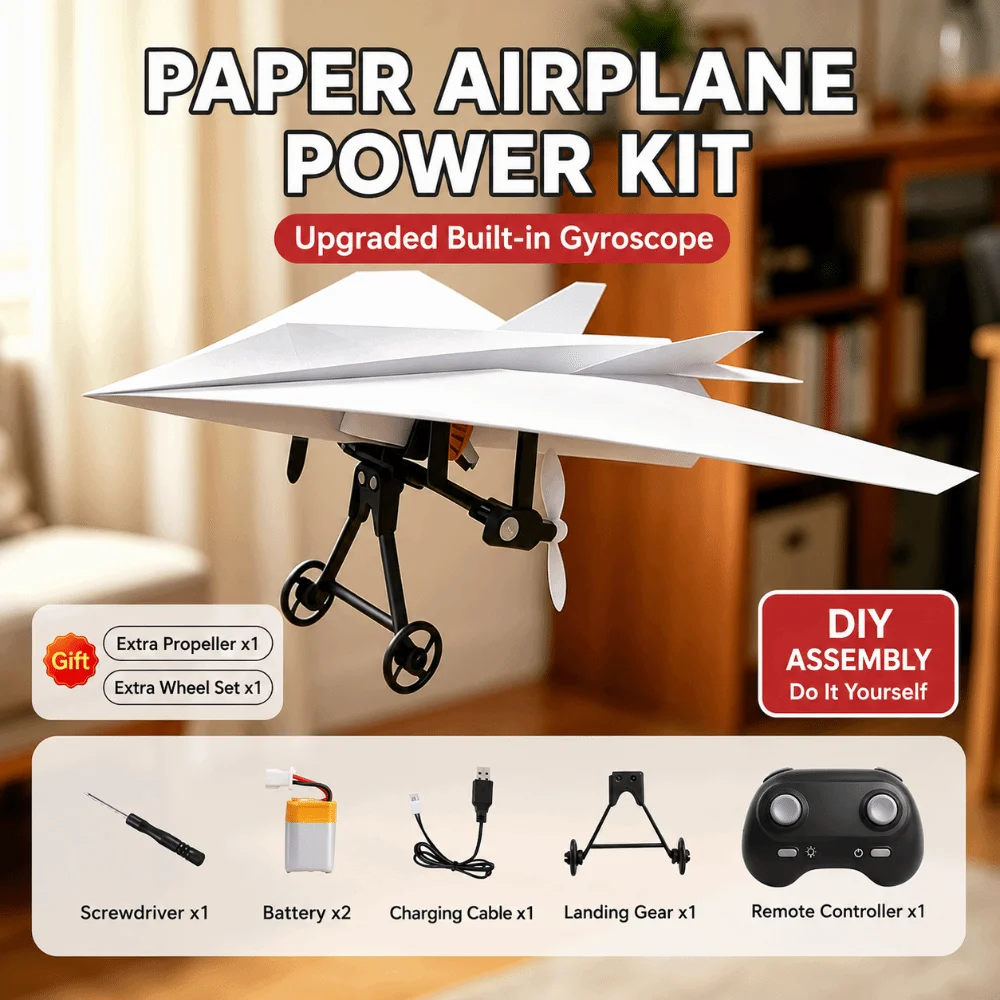 Funny DIY Assembly Paper Airplane Kit Electric Powered Foldable Remote Control Plane Lightweight Electric Aircraft Model Gift