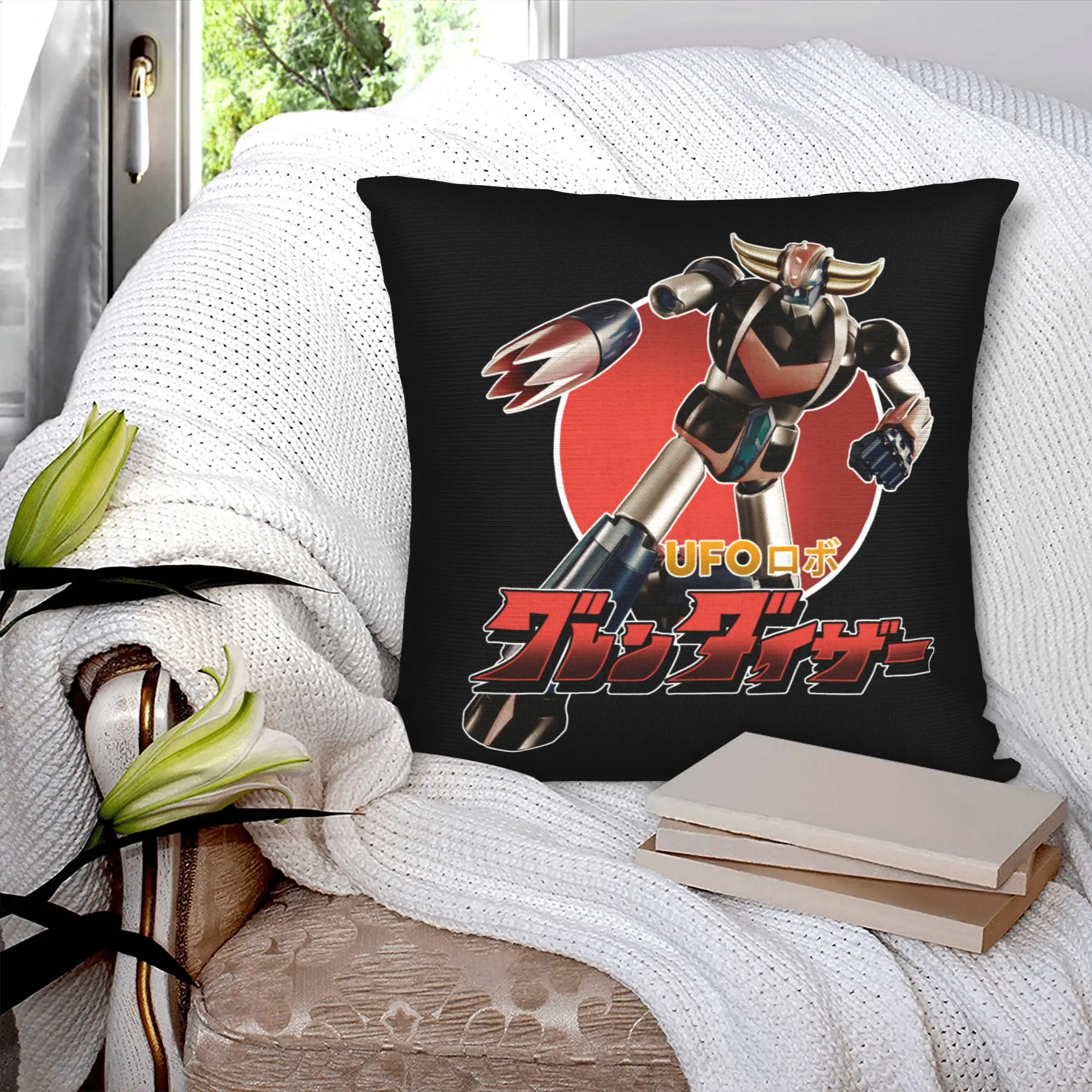 Super UFO Robot Goldrake Gurendaiza Cushion Cover Goldorak Anime Velvet Cute Pillow for Sofa Home Decor