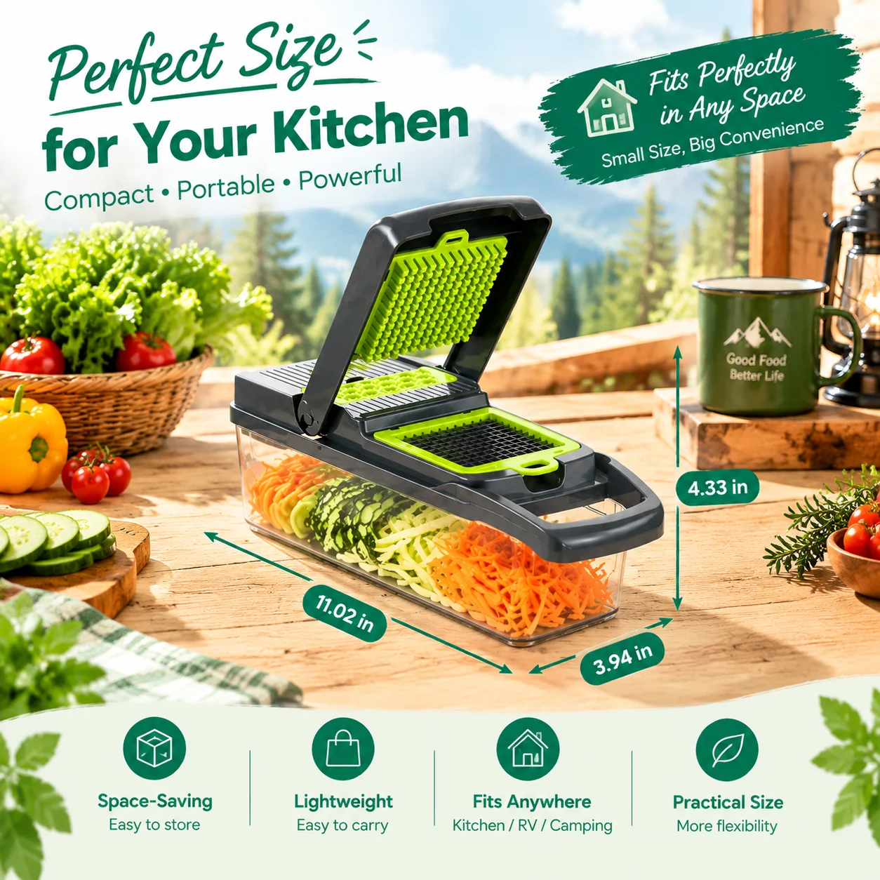 Versatile Vegetable Chopper And Grater Kit With Interchangeable Stainless Steel Blades And A Hinged Lid