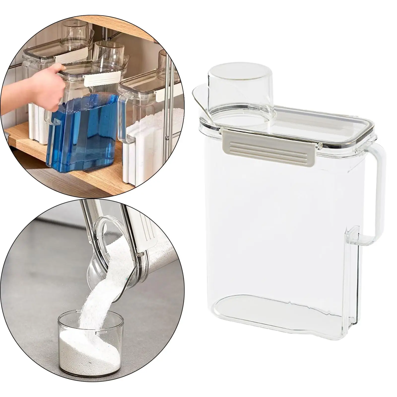Plastic Storage Box Dispenser Holder Washing Powder Liquid Organizing Bin with Lids Laundry Detergent Container for Snack Rice