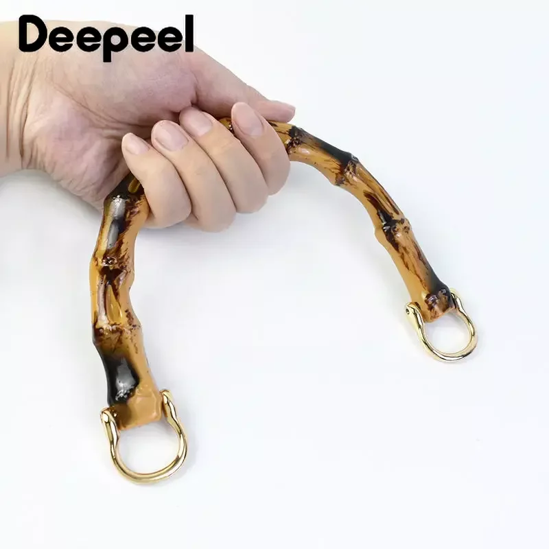 2/5Pcs Deepeel 8/9/12cm U Shape Simulated Bamboo Purse Frames Kiss Clasp Wooden Handbag Handles Hardware Woven Accessory