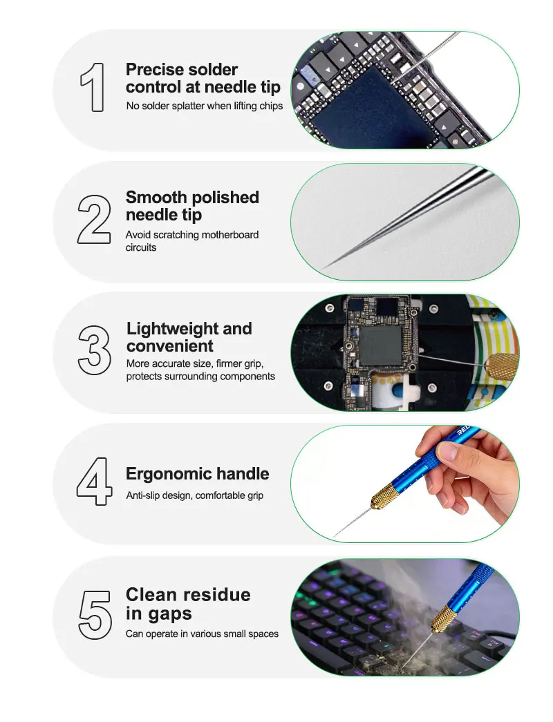 RELIFE TX3 Pregision Chip Pry Needle kit Needle Tip For Precise Solder Control Smooth Polished Tip for mobile phone CPU IC Remov view 3