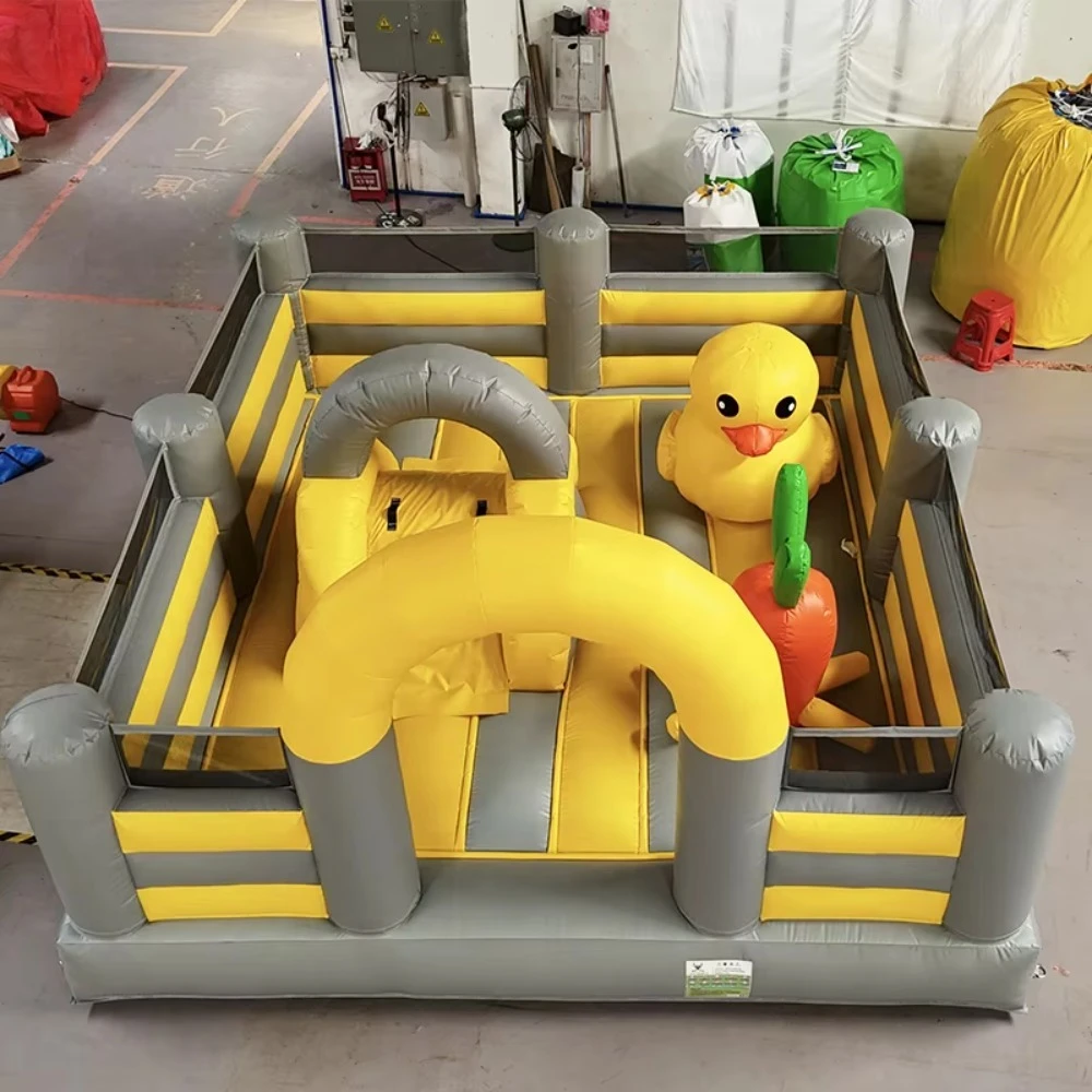 

Custom Yellow Duck Theme PVC Inflatable Bounce Castle With Slide, Easy Install For Kids Party Event Rental