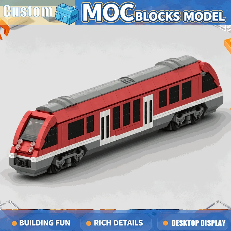 1314PCS MOC Diesel Multiple Unit Passenger Train Model Custom Puzzle Building Blocks DIY Assembly Educational Toy Birthday Gift