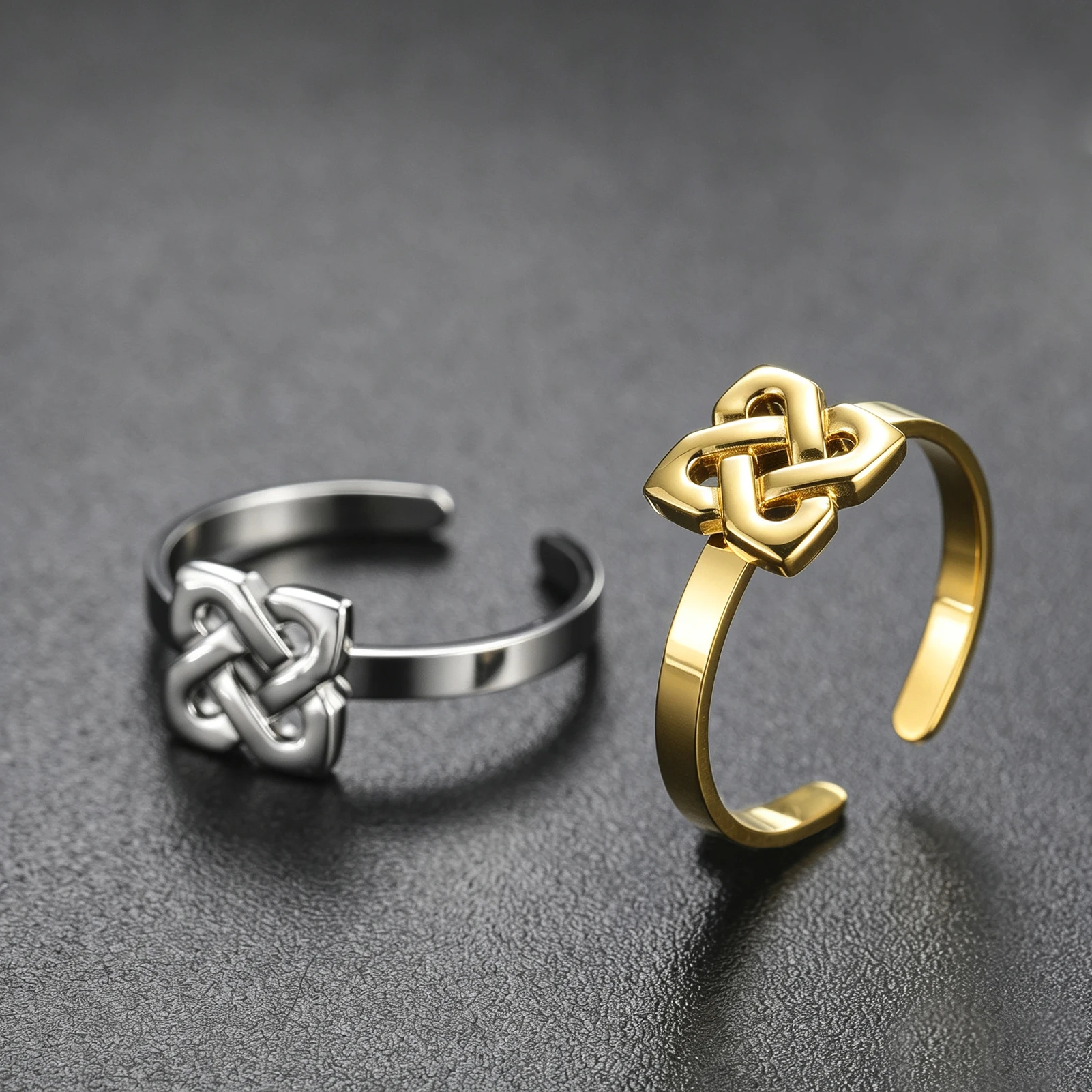 Celtic Knot Open Adjustable Ring for Women Men, Stainless Steel Vintage Irish Knot Finger Ring Fashion Jewelry Gift