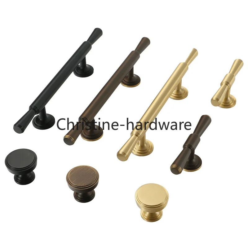 Multi Size Solid Brass Gold Modern Simple Kitchen Cabinet Knobs and Handles Drawer Pulls Bedroom Black Knobs T Bar Cabinet Pull